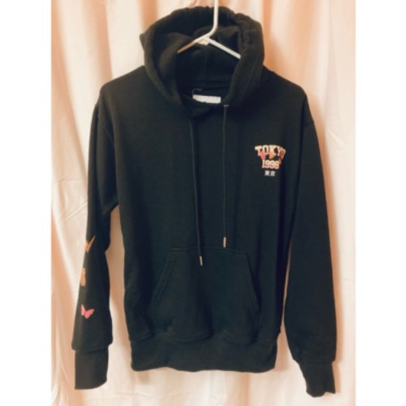 Refuge Athletics Tops - Refuge Athletics Womens Best Ever Hoodie Sweatshirt Black Tokyo 1998 Butterfly S